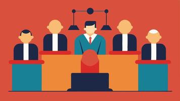 These descriptions can guide the creation of illustrations that capture the essence of a jurys deliberation process in a courtroom setting.. vector