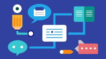 These descriptions focus on conveying the interaction between writers and AI tools in a visually engaging and clear manner.. vector