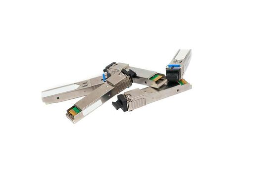 Transceiver Module. A transceiver device used in computer networking and automation. photo