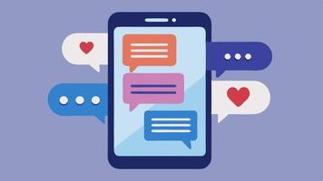 Supportive Texts An illustration of a smartphone displaying supportive text messages showcasing the textbased support that mental health counselors might offer.. vector
