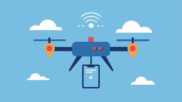 Weather Monitoring A drone monitoring weather conditions like humidity and temperature depicted with sensors and the pilot recording notes.. vector