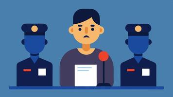 These descriptions offer a variety of scenarios and emotions related to the concept of a witness giving a statement to police.. vector
