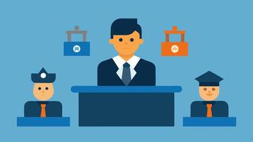 These illustrations should convey the essence of a criminal courtroom trial through simple yet effective visual representations.. vector