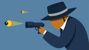 Telephoto Lens Focus A closeup of a detective using a camera with a telephoto lens capturing detailed images of a bullet casing on the ground.. vector