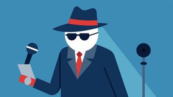 These descriptions provide various contexts for the undercover agent using a hidden microphone to gather evidence.. vector