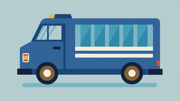 Secure Police Van A side view of a large boxy police van with barred windows and a distinctive insignia emphasizing its function in prisoner transport.. vector