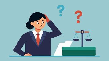 Witness Confusion The witness scratches their head in confusion as the lawyer presents a contradictory statement creating a visual tension between them.. vector