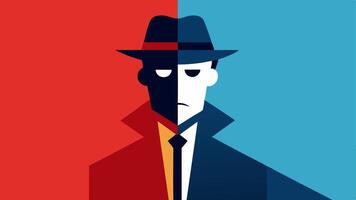 Two Perspectives A split illustration showing the detective on one side looking analytical and the suspect on the other appearing distressed to highlight the dynamic between them.. vector