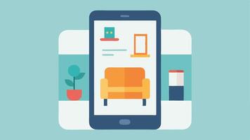 UserFriendly Interface A closeup of a smartphone showing an easytouse interior design app with draganddrop features for furniture placement.. vector