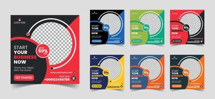 Business Social Media Poster Layouts with Various Colors. Editable and Attractive design with photo collage. Usable for social media post, story and web internet ads, Digital Marketing. vector