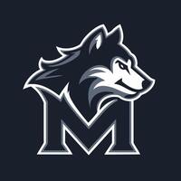 Wolf logo is integrated with the letter M creating a professional and versatile emblem. vector