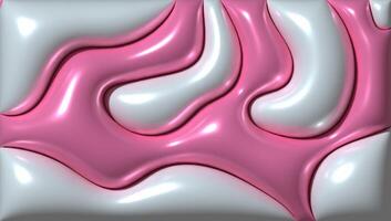 Pink inflated wavy shapes with smooth shiny surface on grey background, 3D rendering illustration photo