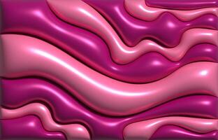 Pink inflated wavy shapes with smooth shiny surface, 3D rendering illustration photo