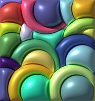 Multicolored round shapes with shiny smooth surface, 3D rendering illustration photo