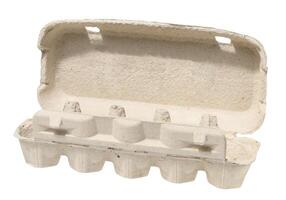 White recycled egg carton box on isolated background photo