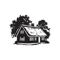 A black and white illustration of a house vector