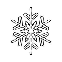 A snowflake is shown in a line drawing with white background vector