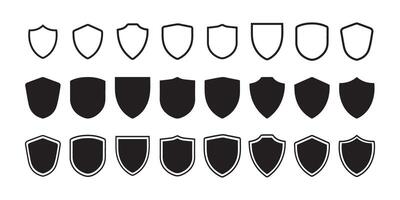 Shield icon set. Protect shield security line icons. Badge quality symbol, sign, logo or emblem. vector