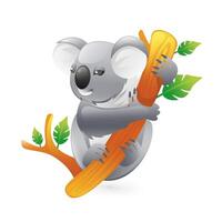 Illustration of a koala on a tree, realistic in 3D style. vector