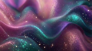 A mesmerizing abstract image with swirling, iridescent colors and shimmering glitter, resembling a cosmic dreamscape, AI-Generateds photo