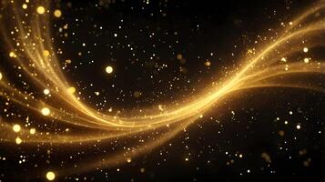 A mesmerizing swirl of golden particles on a black background, AI-Generateds photo