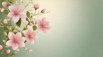 A delicate arrangement of blooming cherry blossoms in soft pink hues, captured in a serene and elegant setting, AI-Generateds photo
