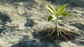 A delicate seedling, a beacon of hope, pushing through the cracks and claiming its place in the world, AI-Generateds photo