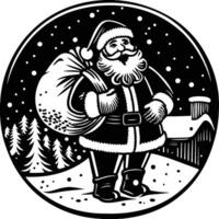 2D line art of Santa claus with monochonre color drawing illustration vector