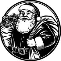 2D line art of happy Santa claus sticker with monochonre color drawing illustration vector