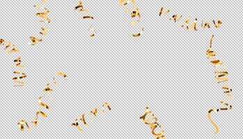 Gold shiny confetti isolated on transparent background 3d rendering illustration. photo