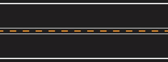 Asphalt road top aerial view seamless empty straight road dashed line marking. Editable Stroke. vector