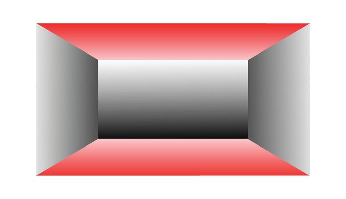 White and Red color empty room interior. 3D rendering white background illustration.