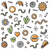 a colorful pattern with various objects and symbols vector