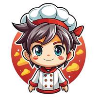 cartoon chef character with red hat and red eyes vector
