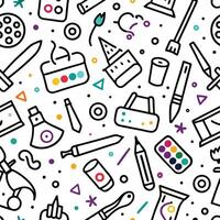 seamless pattern with various objects and tools vector