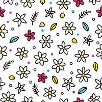 a pattern with flowers and leaves on a white background vector
