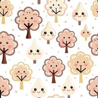 a pattern with trees and faces vector