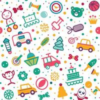a colorful pattern with various toys and objects vector