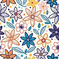 seamless floral pattern with colorful flowers and leaves vector