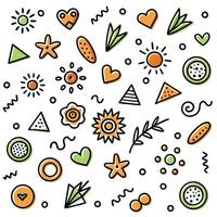 a colorful pattern with various objects and shapes vector