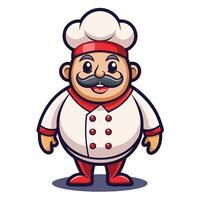 cartoon chef character with mustache and mustache vector