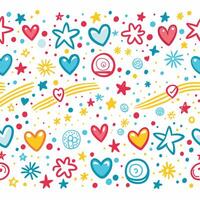 a colorful pattern with hearts, stars and hearts vector
