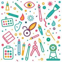 art supplies and tools in a flat style vector