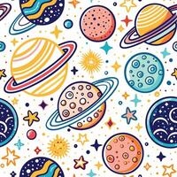 seamless pattern with planets and stars vector