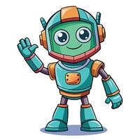 cartoon robot waving with his hand up vector