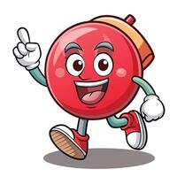 red ball mascot character running with a backpack illustration vector