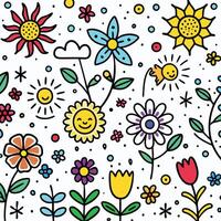 a colorful flower and sun design vector