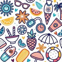 seamless summer pattern with colorful objects vector