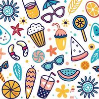 summer seamless pattern with colorful objects vector