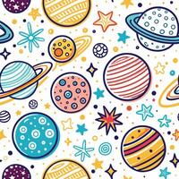 seamless pattern with planets and stars vector